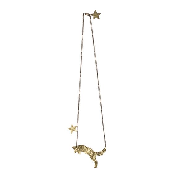 Handmade Hammered Fox Pendant Necklace - Picture 3 of 4